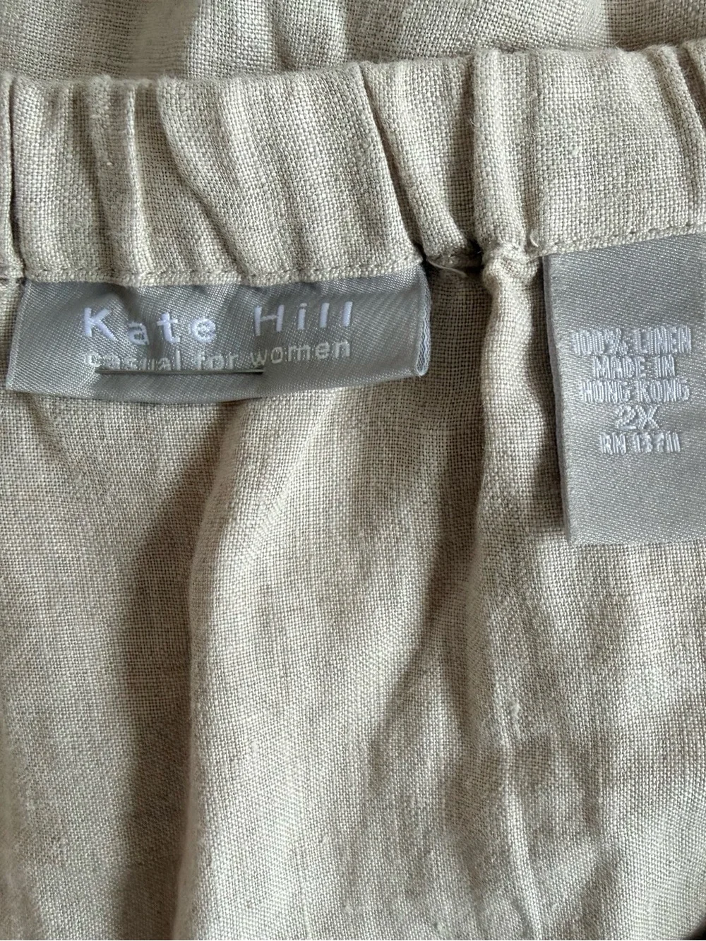 Women’s Casual Drawstring wide leg linen Pants - Cream